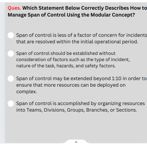 Which Statement Below Correctly Describes How to Manage Span of Control Using the Modular Concept